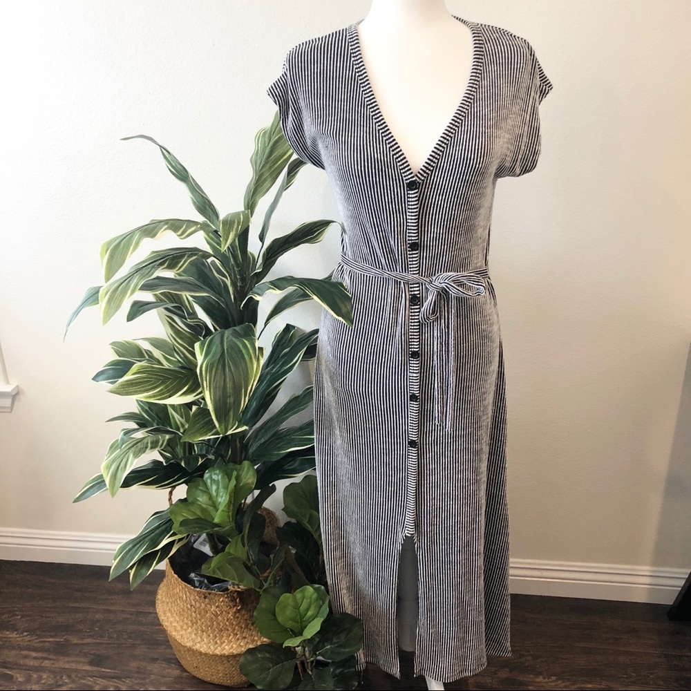 Striped Button Down Midi Dress